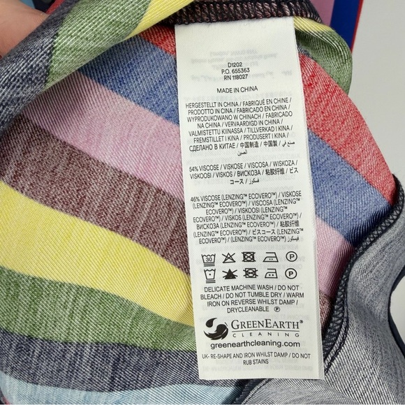 Boden Multicolor Rainbow Striped Midi/Maxi Shirt Dress 12 Petite Elegant Office - Picture 5 of 7